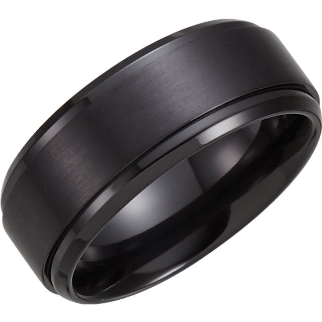 Black Titanium Ridged Men's Wedding Ring - Michael E. Minden Diamond Jewelers