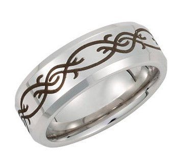 Cobalt Laser-Engraved Men's Wedding Ring - Michael E. Minden Diamond Jewelers