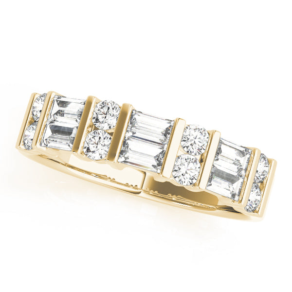 Double Baguette and Round Bar-Set Wedding Ring - Michael E. Minden Diamond Jewelers