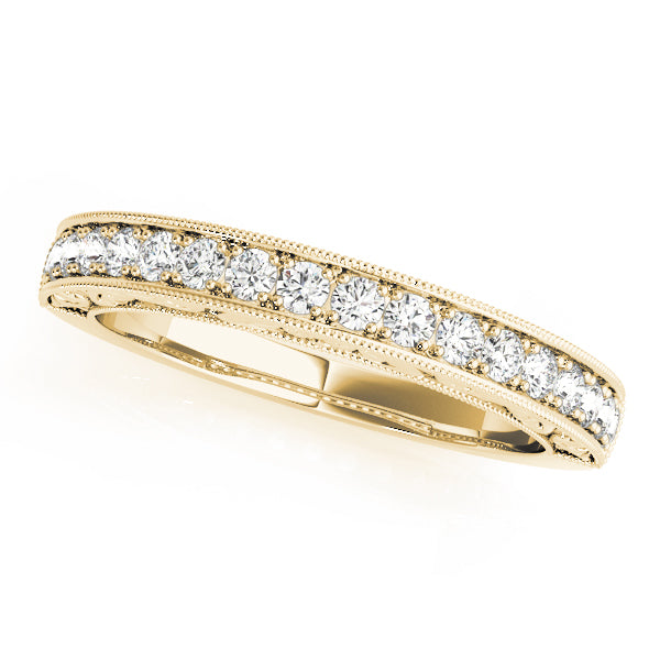 Milgrain Detail Prong-Set Wedding Ring - Michael E. Minden Diamond Jewelers