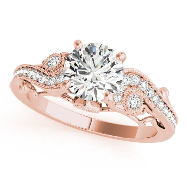 Round Milgrain Swirl Engagement Ring - Michael E. Minden Diamond Jewelers
