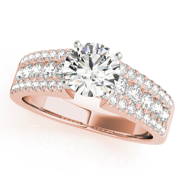 Round Cut Three Row Engagement Ring - Michael E. Minden Diamond Jewelers