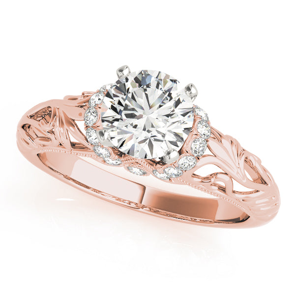 Feathered Detail Diamond Set Engagement Ring - Michael E. Minden Diamond Jewelers