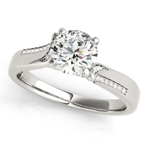 Round Diamond Detail Engagement Ring - Michael E. Minden Diamond Jewelers