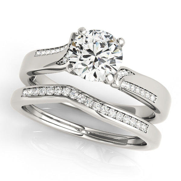 Round Diamond Detail Engagement Ring - Michael E. Minden Diamond Jewelers