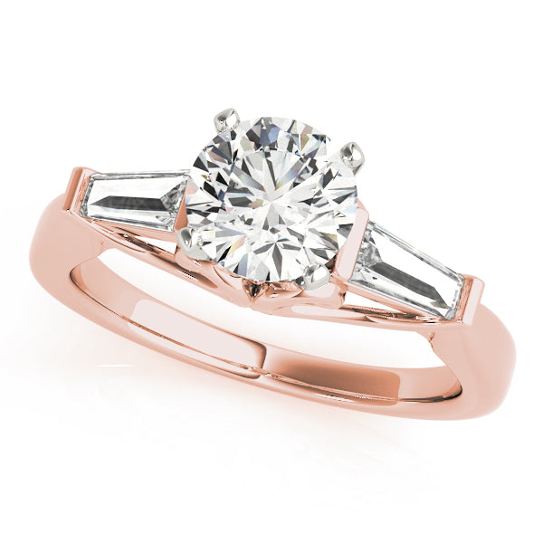 Round Cut Baguette Set Engagement Ring - Michael E. Minden Diamond Jewelers