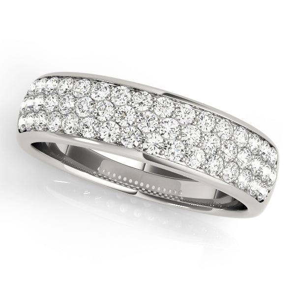 Three Row Pave-Set Wedding Ring - Michael E. Minden Diamond Jewelers