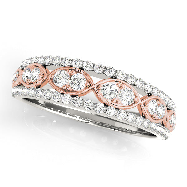 Two-Tone Alternating Middle Row Wedding Ring - Michael E. Minden Diamond Jewelers