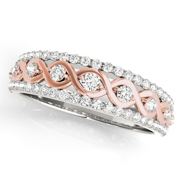 Two-Tone Rose & White Gold Center Infinity Row Wedding Ring - Michael E. Minden Diamond Jewelers