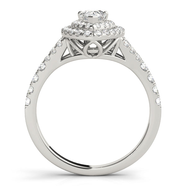White Gold Double Halo Pear Engagement Ring - Michael E. Minden Diamond Jewelers