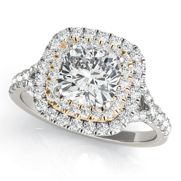 Round Cut Square Double Halo Engagement Ring - Michael E. Minden Diamond Jewelers