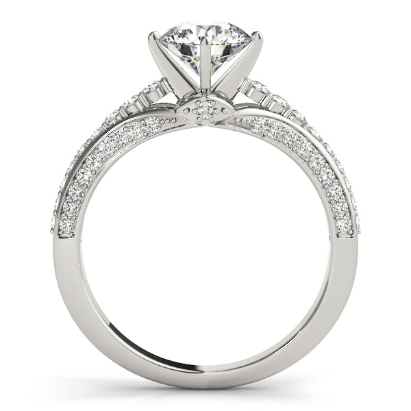 Round Diamond Detailed Set Engagement Ring - Michael E. Minden Diamond Jewelers