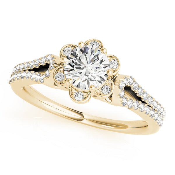 Floral Inspired Halo Split Shank Engagement Ring - Michael E. Minden Diamond Jewelers