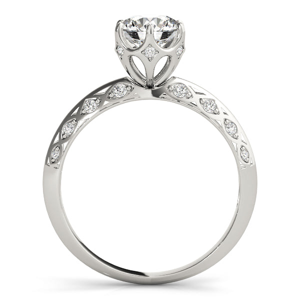 Round Cut Eccentric Side Detail Engagement Ring - Michael E. Minden Diamond Jewelers