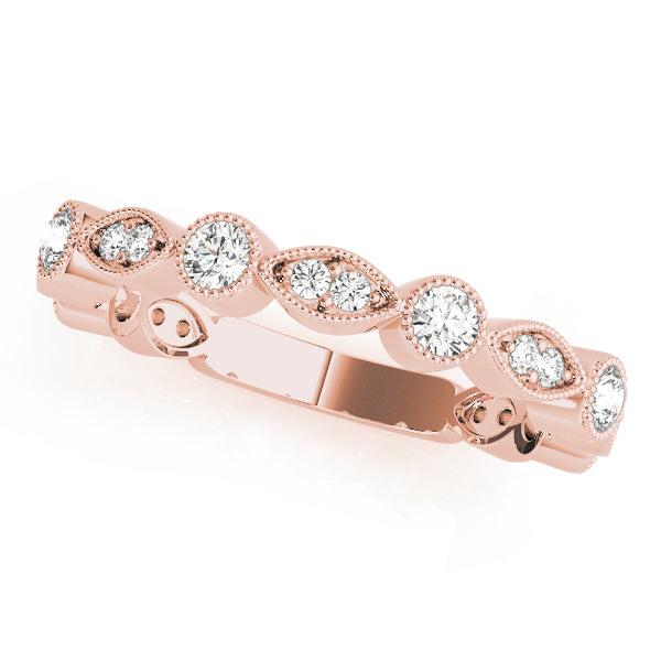 Vintage Style Alternating Design Wedding Ring - Michael E. Minden Diamond Jewelers