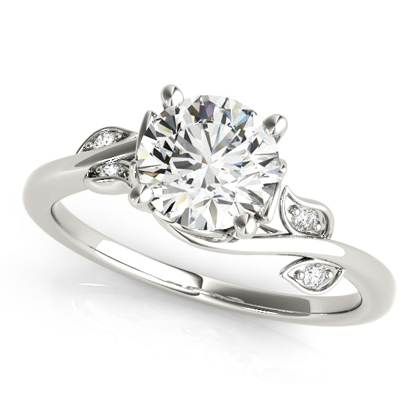 Round Leaf Detail Engagement Ring - Michael E. Minden Diamond Jewelers