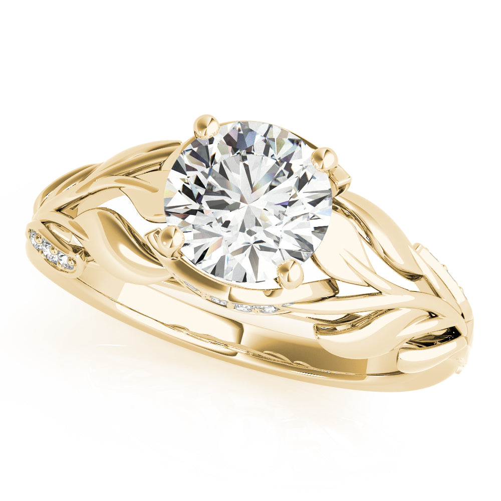 Round Wide Leaf-Inspired Engagement Ring - Michael E. Minden Diamond Jewelers