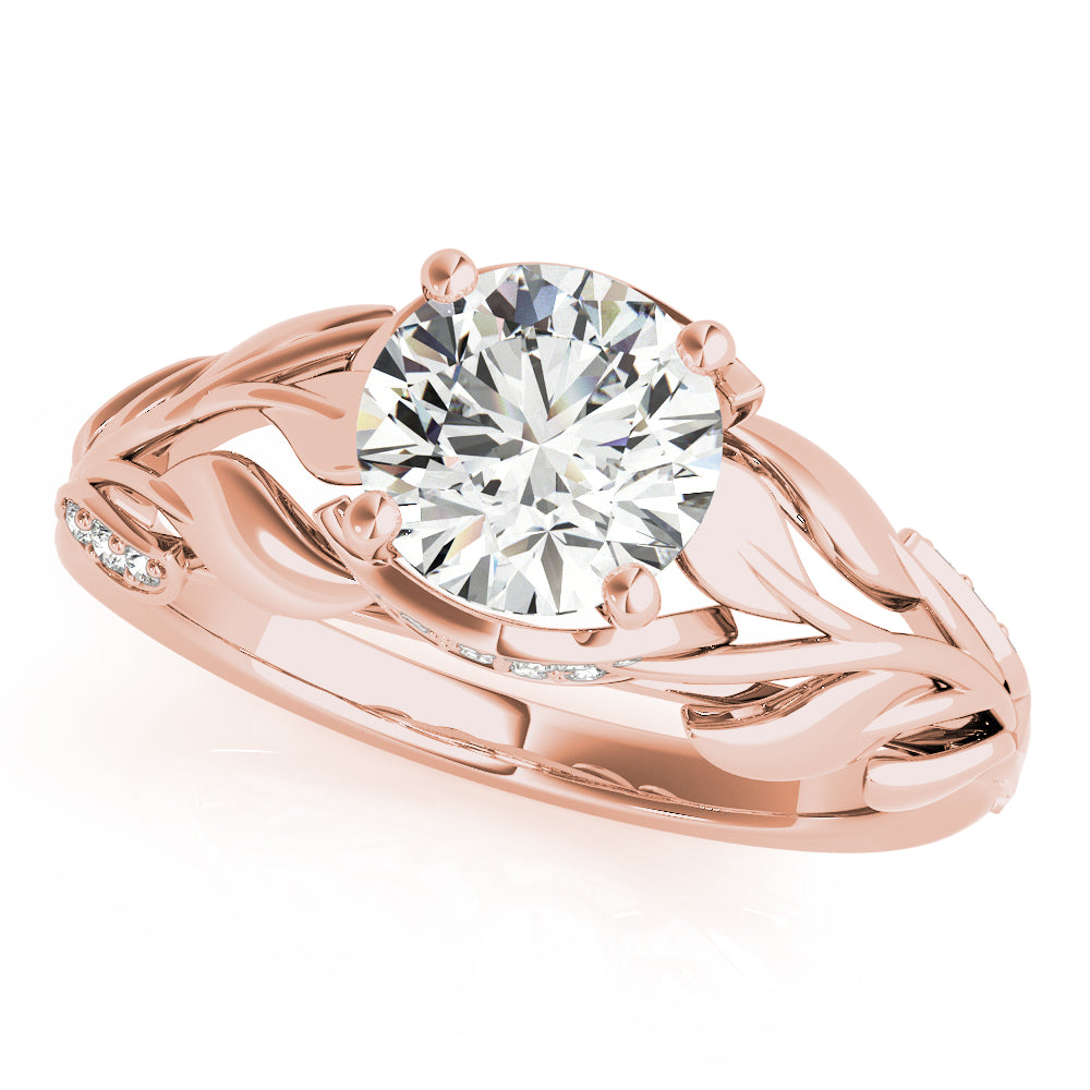 Round Wide Leaf-Inspired Engagement Ring - Michael E. Minden Diamond Jewelers