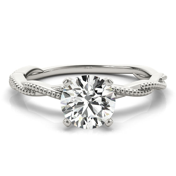 Round Solitaire Beaded Twist Engagement Ring - Michael E. Minden Diamond Jewelers