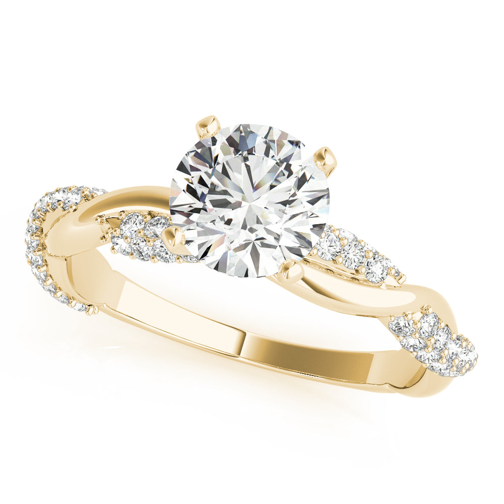 Round Double Diamond Row Twist Engagement Ring - Michael E. Minden Diamond Jewelers