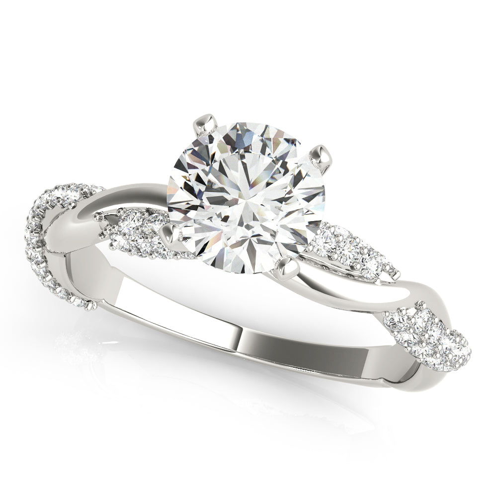 Round Double Diamond Row Twist Engagement Ring - Michael E. Minden Diamond Jewelers