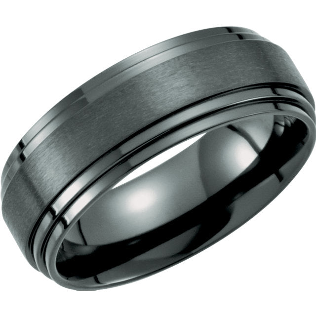 Black Titanium Double Ridged Men's Wedding Ring - Michael E. Minden Diamond Jewelers