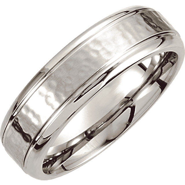Cobalt Comfort Fit Hammered Men's Wedding Ring - Michael E. Minden Diamond Jewelers