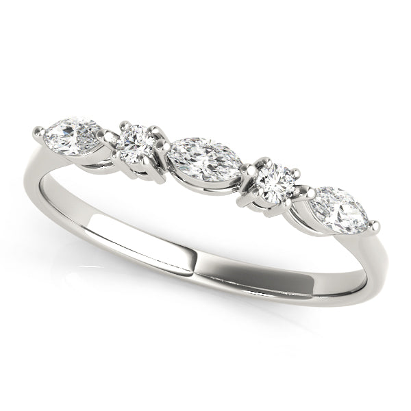 Marquise and Round Prong-Set Wedding Ring - Michael E. Minden Diamond Jewelers