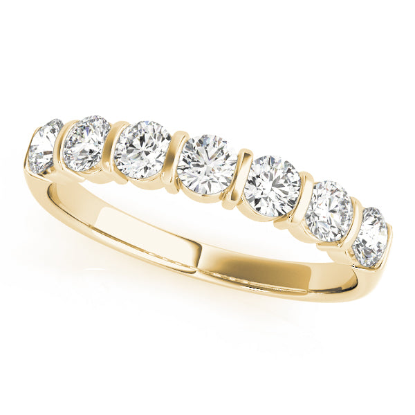 Curved Bar-Set Wedding Ring - Michael E. Minden Diamond Jewelers