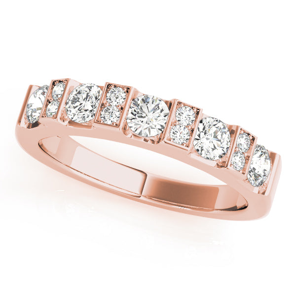 Rectangle and Round Retro Inspired Wedding Ring - Michael E. Minden Diamond Jewelers