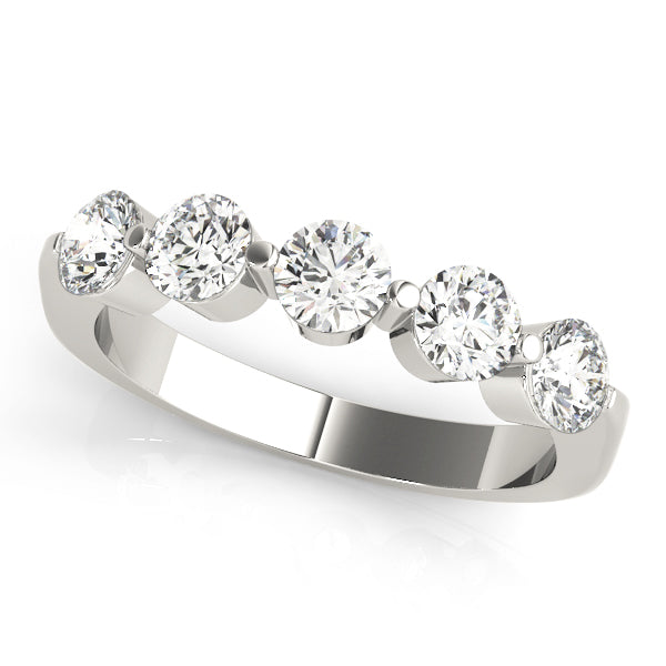 Five Stone Shared Prong-Set Wedding Ring - Michael E. Minden Diamond Jewelers