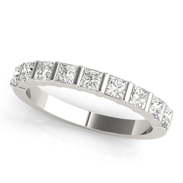 Princess Cut Bar-Set Wedding Ring - Michael E. Minden Diamond Jewelers