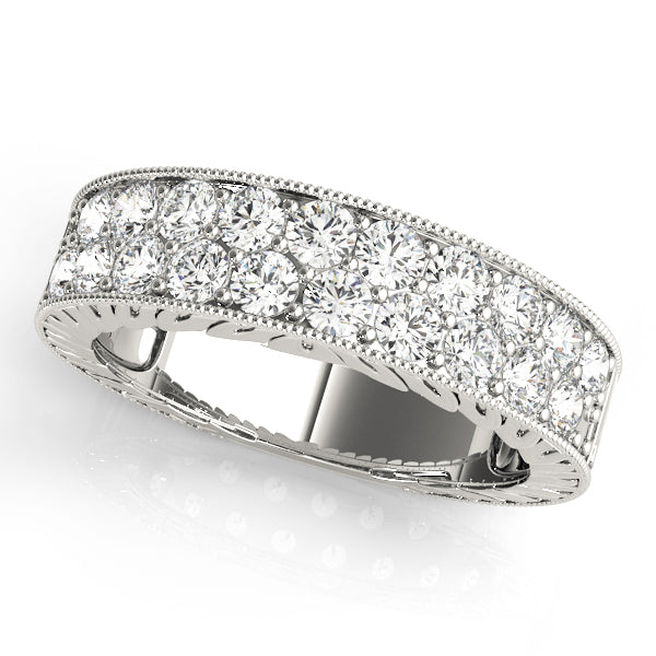 Double Row Milgrain Detailed Pave Wedding Ring - Michael E. Minden Diamond Jewelers