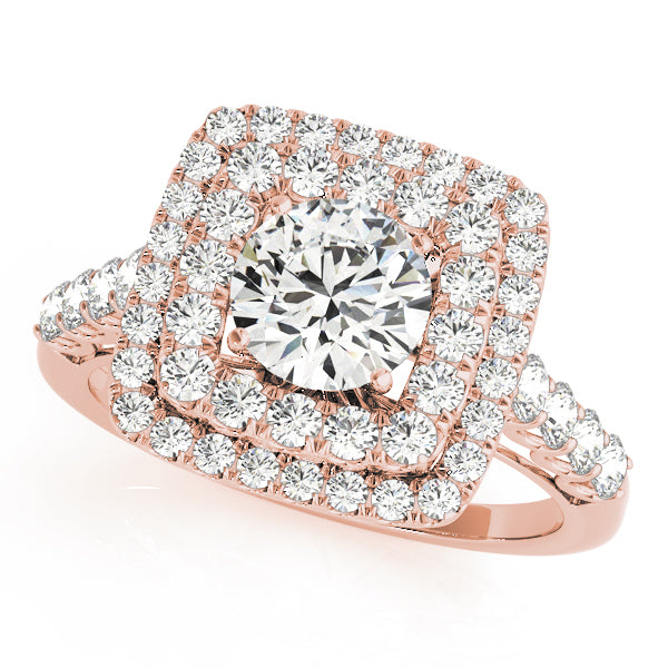 Round Cut Double Square Halo Engagement Ring - Michael E. Minden Diamond Jewelers