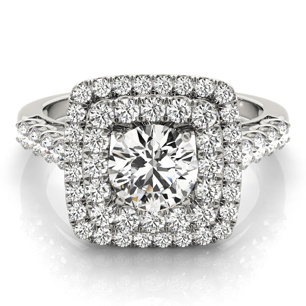 Round Cut Double Square Halo Engagement Ring - Michael E. Minden Diamond Jewelers
