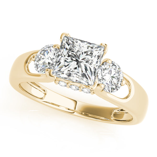 Princess Cut Round Detail Engagement Ring - Michael E. Minden Diamond Jewelers