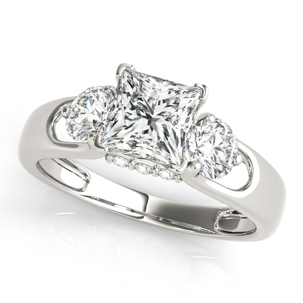 Princess Cut Round Detail Engagement Ring - Michael E. Minden Diamond Jewelers