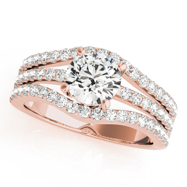Round Cut Three Row Engagement Ring - Michael E. Minden Diamond Jewelers