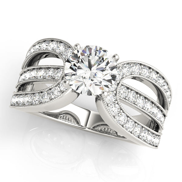 Three Row Milgrain Engagement Ring - Michael E. Minden Diamond Jewelers