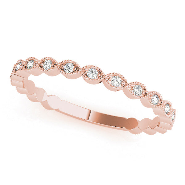 Milgrain Round Diamond Marquise Shape Wedding Ring - Michael E. Minden Diamond Jewelers