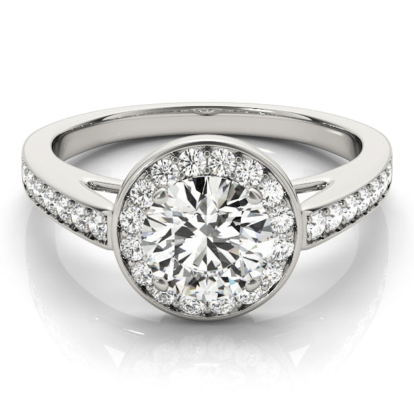 Round Halo Bezel Style Engagement Ring - Michael E. Minden Diamond Jewelers