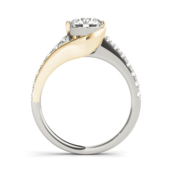 Two-Tone Wrapped Halo Engagement Ring - Michael E. Minden Diamond Jewelers