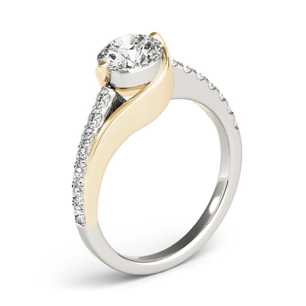 Two-Tone Wrapped Halo Engagement Ring - Michael E. Minden Diamond Jewelers