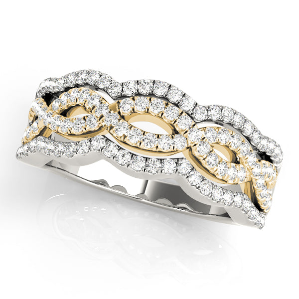 Two-Tone Center Twist Detail Anniversary Ring - Michael E. Minden Diamond Jewelers