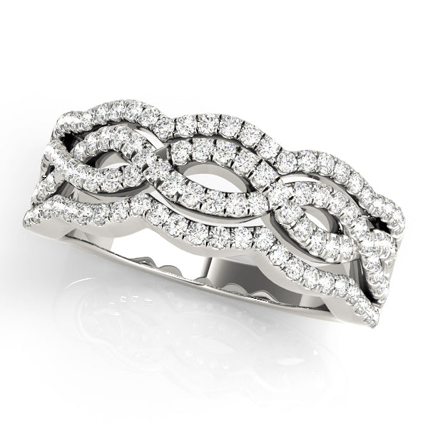 Two-Tone Center Twist Detail Anniversary Ring - Michael E. Minden Diamond Jewelers