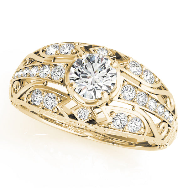 Round Cut Vintage Style Wide Set Engagement Ring - Michael E. Minden Diamond Jewelers