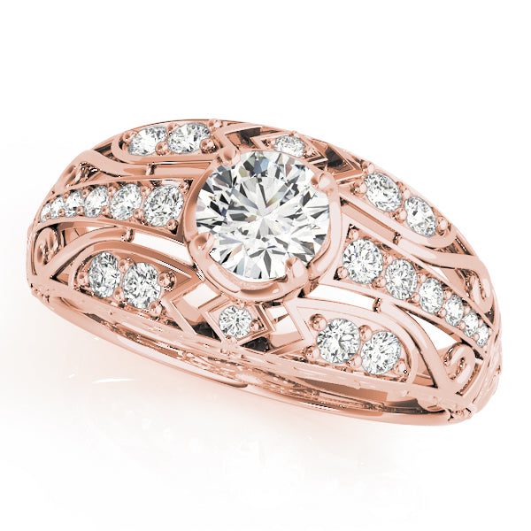 Round Cut Vintage Style Wide Set Engagement Ring - Michael E. Minden Diamond Jewelers