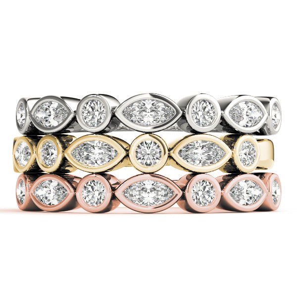 Bezel-Set Alternating Wedding Ring - Michael E. Minden Diamond Jewelers