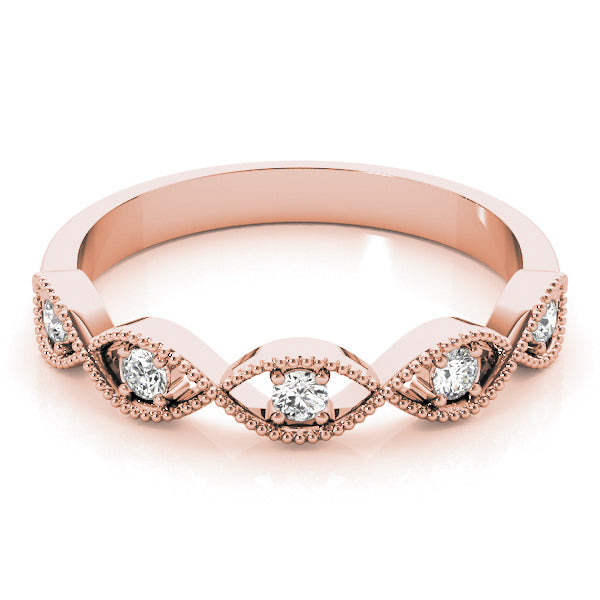 Twisted Milgrain Prong-Set Wedding Ring - Michael E. Minden Diamond Jewelers