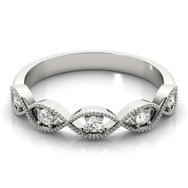 Twisted Milgrain Prong-Set Wedding Ring - Michael E. Minden Diamond Jewelers